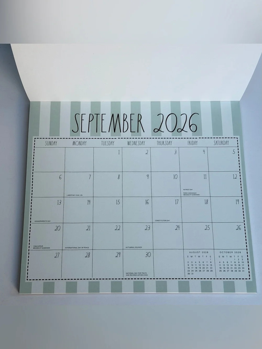 Rae Dunn 2026-2027 Magnetic Monthly Weekly 17-month Calendar Pad (Stripes)